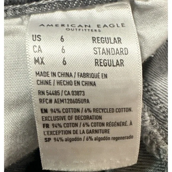 American Eagle Outfitters Distressed Straight Jeans Blue Denim Women's Size 6 - Picture 6 of 12
